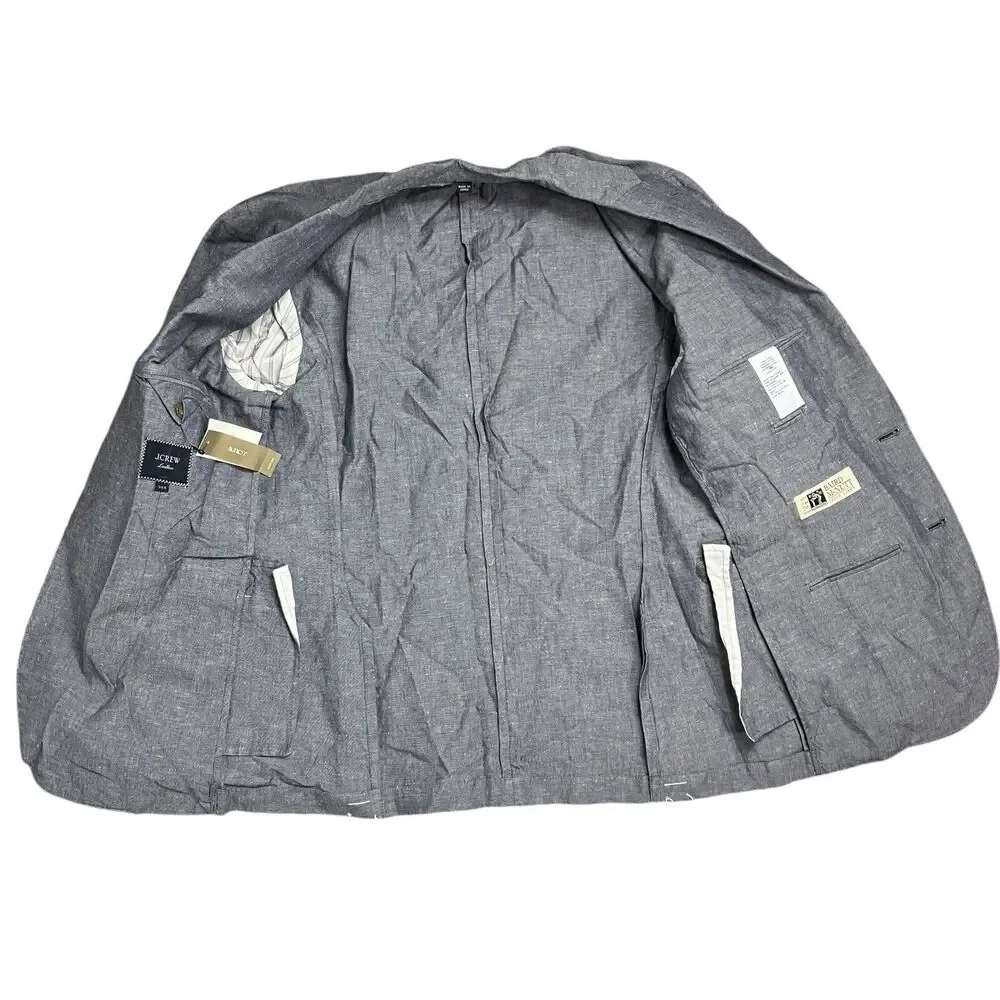 J Crew Blazer Mens 36S Gray Linen Blend Ludlow Unstructured‎ Baird McNutt AU428